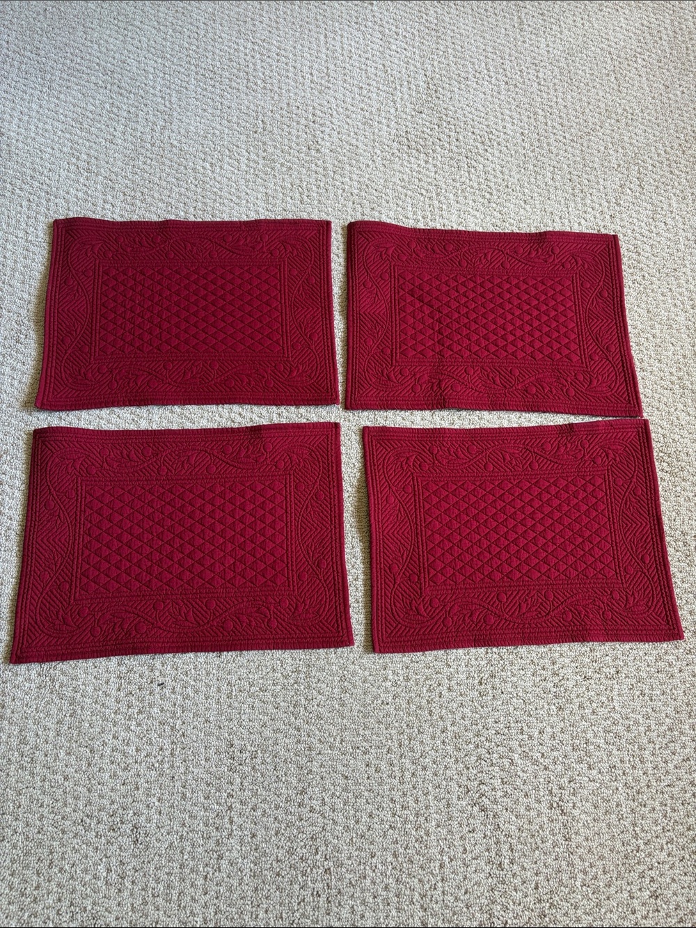 Set of 4 Quilted Ruby Red Placemats